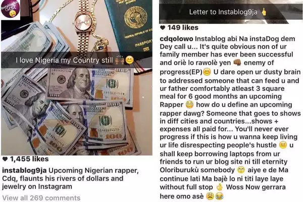 Photo: CDQ Comes Hard At Instablog9ja For Tagging Him As An " Upcoming Rapper " 